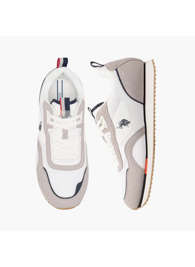 يو اس بولو اسن Men's Logo Detail Sneakers with Lace-Up Closure
