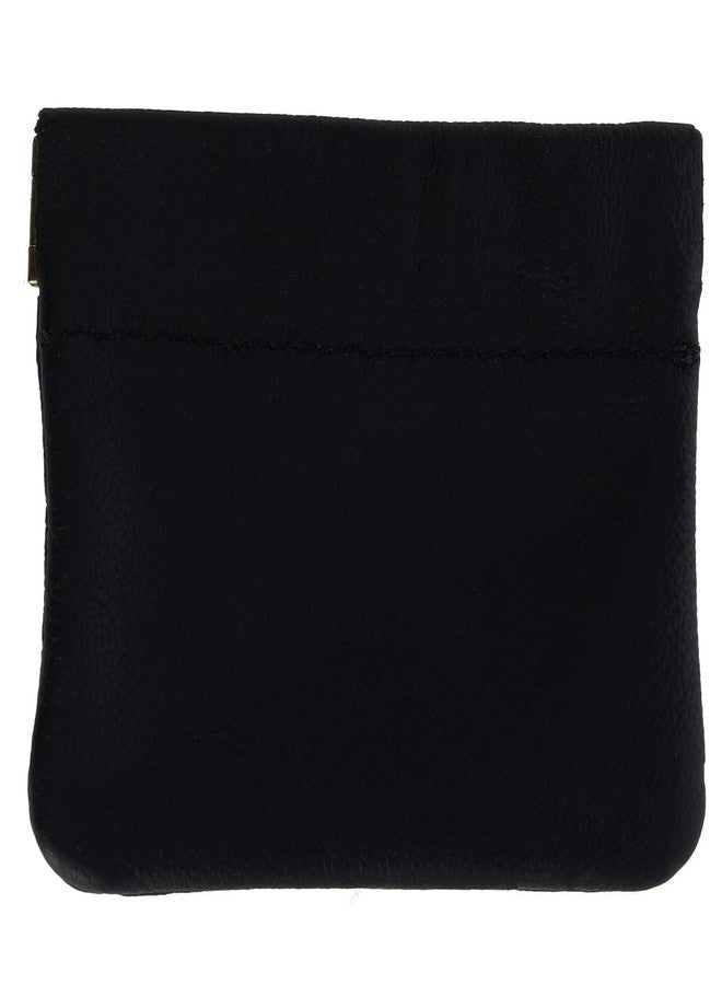 CTM Leather Squeeze Coin Change Pouch, Black - Image 1