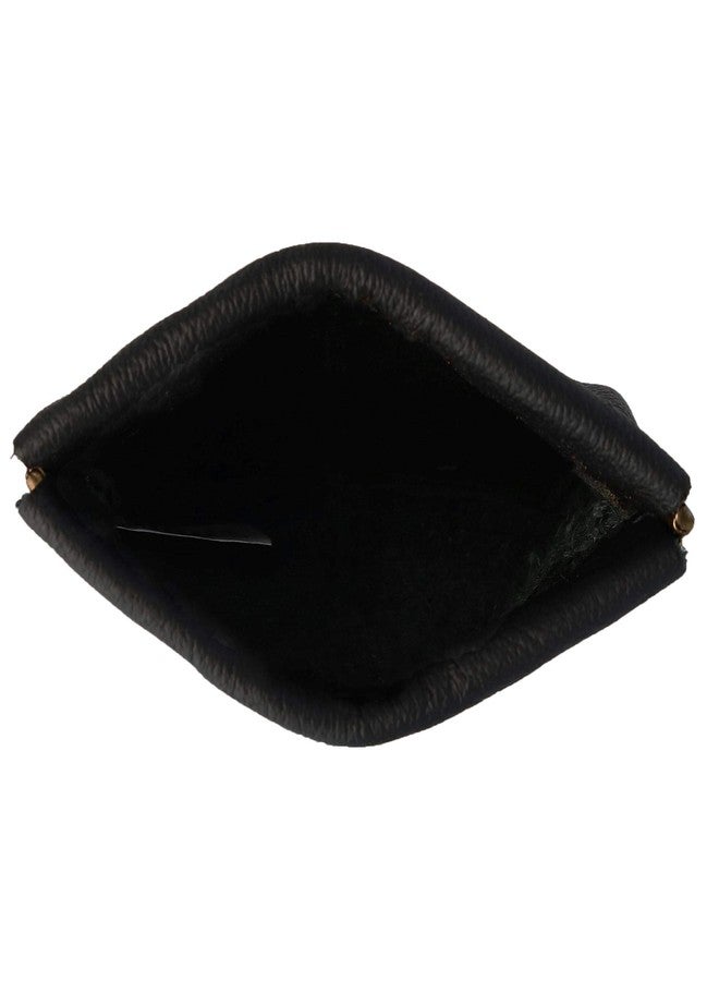CTM Leather Squeeze Coin Change Pouch, Black - Image 3