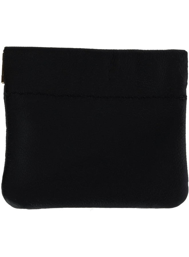 CTM Leather Squeeze Coin Change Pouch, Black - Image 4