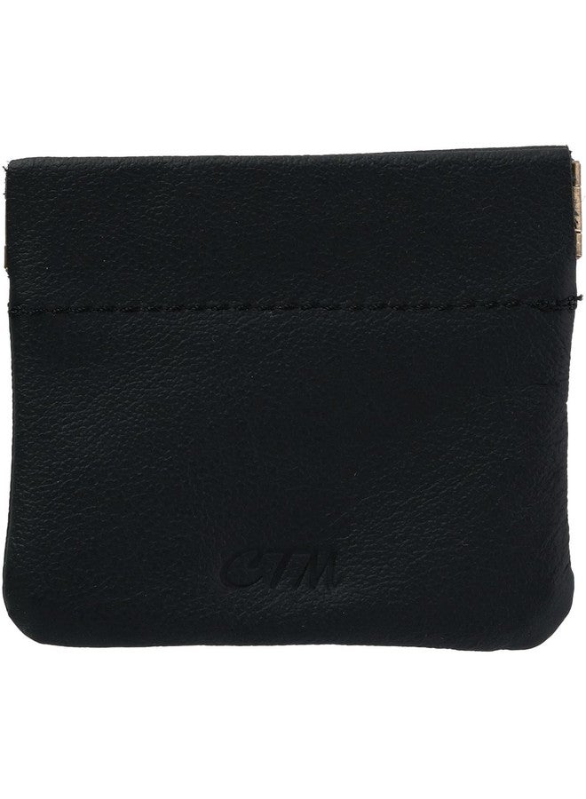 CTM Leather Squeeze Coin Change Pouch, Black - Image 5
