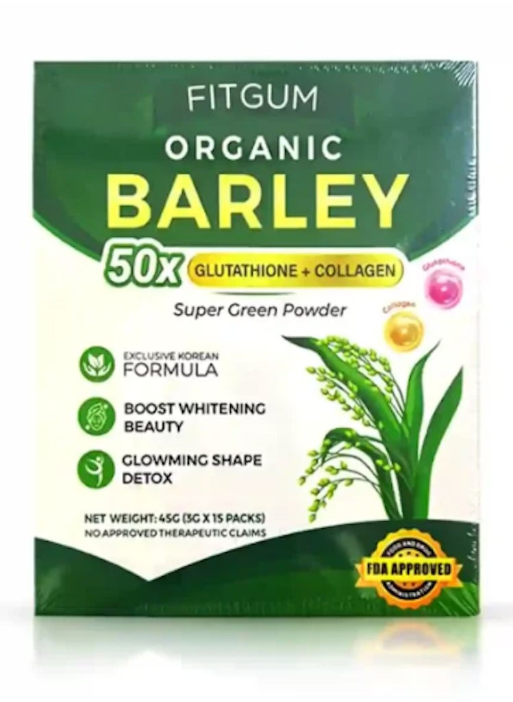 FITGUM FITGUM Organic Barley 50X Glutathione + Collagen Super Green Powder  - Image 2