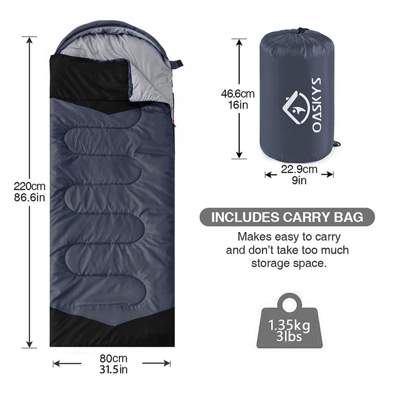 oaskys Camping Sleeping Bag - 3 Season Warm & Cool Weather - Summer Spring Fall Lightweight Waterproof for Adults Kids - Camping Gear Equipment, Traveling, and Outdoors - Image 2