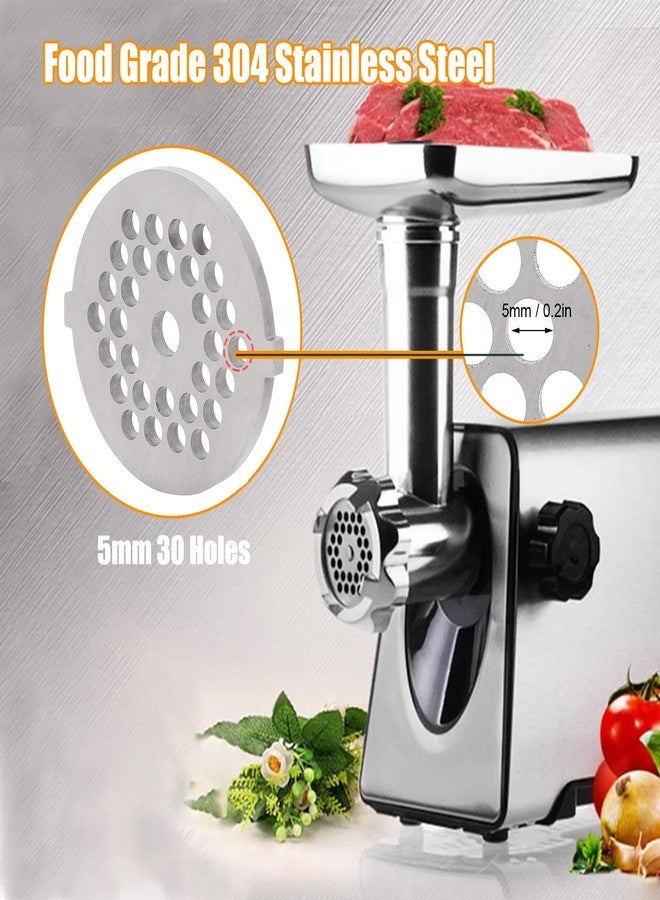 CHEOTIME 2Pcs Meat Grinder Plates, Stainless Steel Meat Grinder Plate Discs Blades Replaceable Meat Grinding Discs Grinding Plate Round Hole for 5# B Type Grinder(5mm 30 Holes) - Image 4