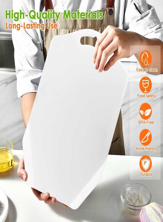 KAYCROWN Plastic Cutting Boards for Kitchen, Chopping Board with Curved Edges for Chopping Meat, Vegetables, Fruits, Chop & Scoop Cutting Board, 14” x 9”, Easy-Pour Design, White - Image 5