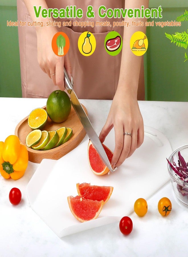 KAYCROWN Plastic Cutting Boards for Kitchen, Chopping Board with Curved Edges for Chopping Meat, Vegetables, Fruits, Chop & Scoop Cutting Board, 14” x 9”, Easy-Pour Design, White - Image 4