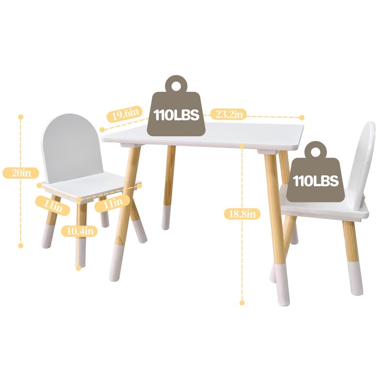 Asweets Kids Table and Chairs Set for Toddlers, Boys, Girls, 3 Piece Kiddy Table and Chairs Set, Suitable for Classroom,Home,Nursery,Playroom(Snow White) - Image 2