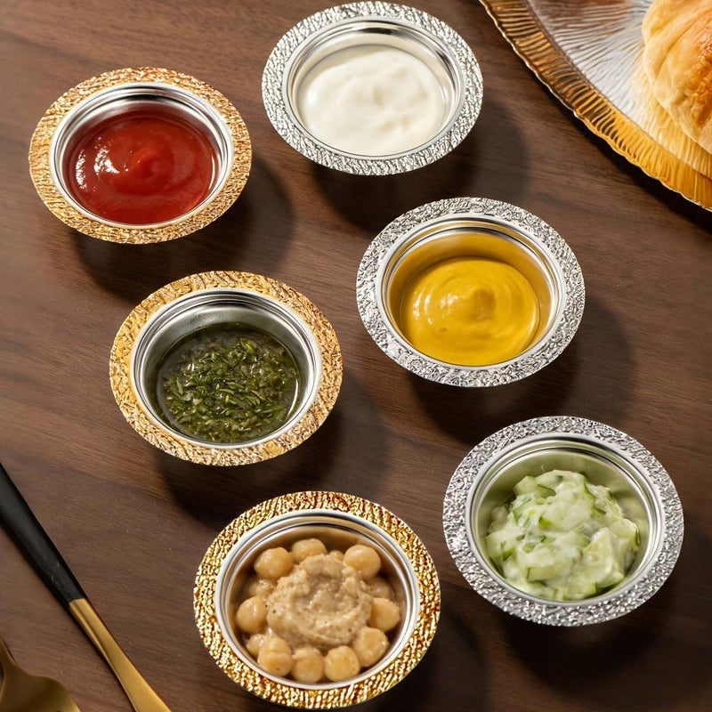 304 Stainless Steel Sauce Dish Golden Edge Small Dipping Bowl for Mustard - Image 2