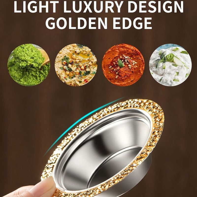 304 Stainless Steel Sauce Dish Golden Edge Small Dipping Bowl for Mustard - Image 5