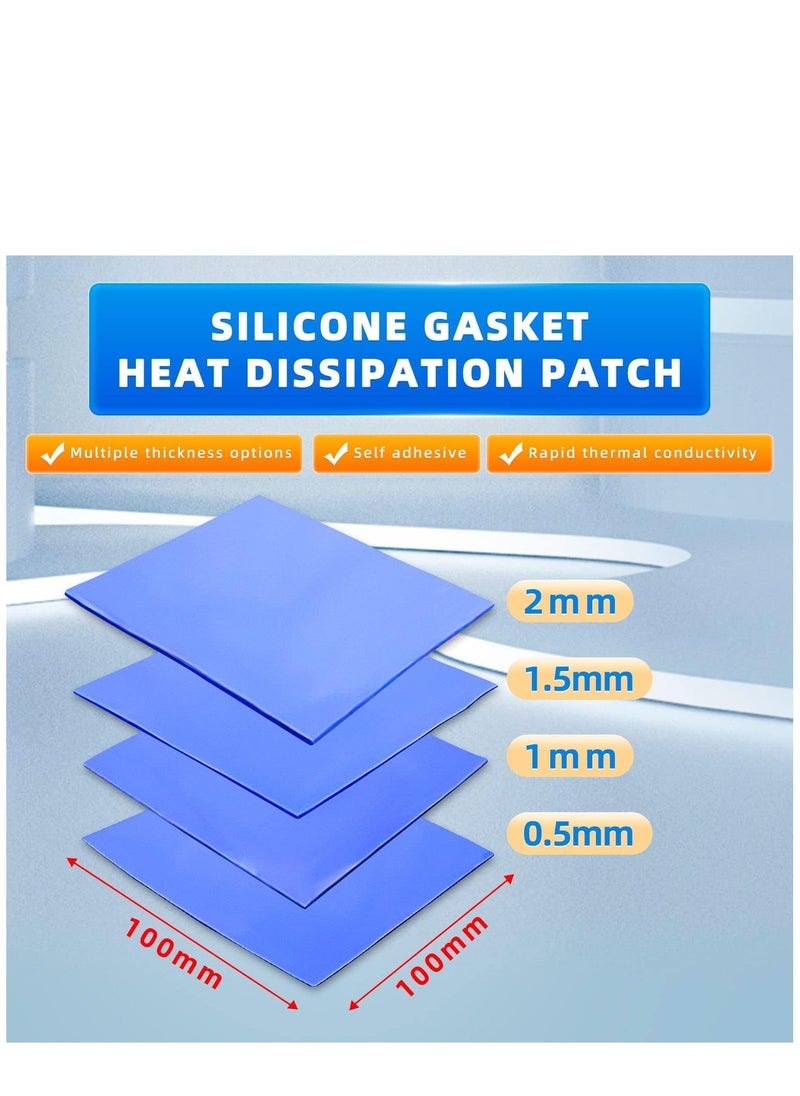 KASTWAVE 8 Pack Thermal Pad 100x100mm 0.5mm 1mm 1.5mm 2mm Highly Efficient Thermal Conductivity 6.0 W/mK Heat Resistant Silicone Thermal Pads for Laptop Heatsink CPU GPU SSD IC LED Cooler  - Image 2