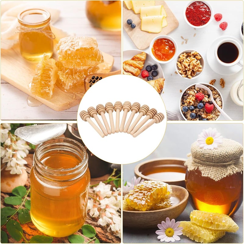 LepoHome 100 قطعة عصي غمس العسل 3 بوصة - عصا غمس العسل الخشبية، عصا عسل صغيرة 3 بوصة، عصا تحريك العسل لجرار العسل، لتوزيع العسل وتقديمه في حفلات الزفاف - Image 5