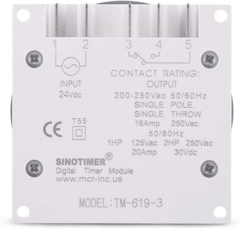 SINOTIMER TM619 Timer Switch Digital LCD Power Timer Switch Weekly Programmable Thinner Model 16A 1NO+1NC (TM619-3 24V) - Image 3