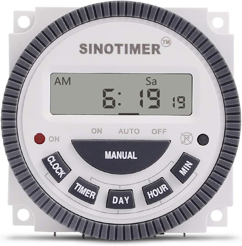 SINOTIMER TM619 Timer Switch Digital LCD Power Timer Switch Weekly Programmable Thinner Model 16A 1NO+1NC (TM619-3 24V) - Image 1