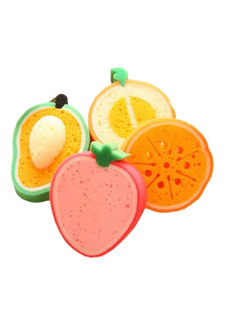 Bath Puff Soft Bath Sponge Shower Ball Bath Loofah Fruit Shape Mesh Pouf Exfoliation Body Puffs Exfoliate Pouf Baby Bath Sponge 4 Pcs Fruit Shaped Soft Bath Brush Scrubbers for Kids Children
