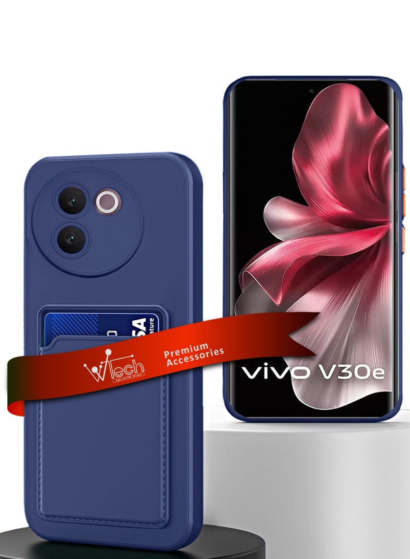 Wtech Silicone TPU With Card Holder Case Cover For Vivo V30e 5G 2024 Navy Blue  - Image 1