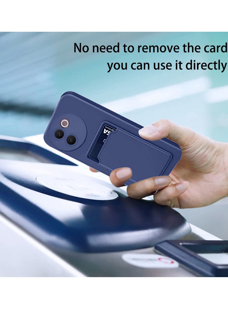 Wtech Silicone TPU With Card Holder Case Cover For Vivo V30e 5G 2024 Navy Blue  - Image 3