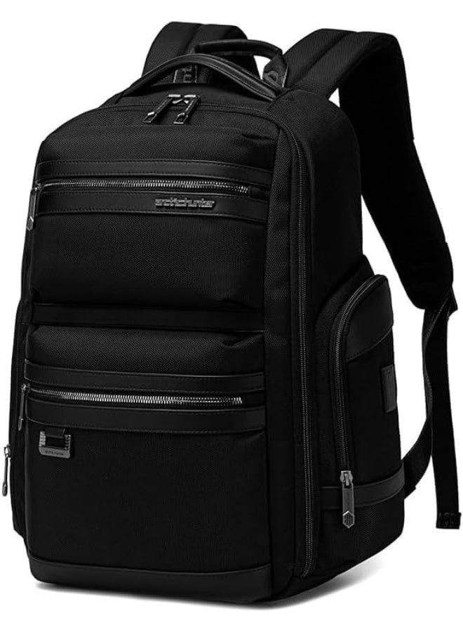 أركتيك هانتر حقيبة ظهر Arctic Hunter مضادة للسرقة للرجال، سعة 27 لترًا، متينة، مفتوحة بزاوية 180 درجة، قفل TSA، منفذ USB، من النوع C لأجهزة الكمبيوتر المحمولة مقاس 15.6 بوصة، لون أسود - Image 1