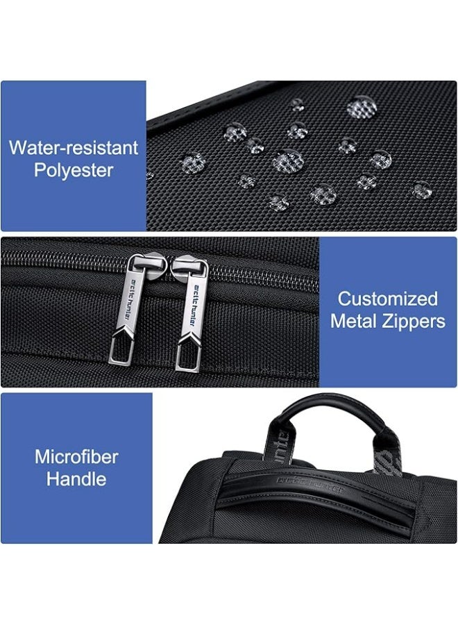 أركتيك هانتر حقيبة ظهر Arctic Hunter مضادة للسرقة للرجال، سعة 27 لترًا، متينة، مفتوحة بزاوية 180 درجة، قفل TSA، منفذ USB، من النوع C لأجهزة الكمبيوتر المحمولة مقاس 15.6 بوصة، لون أسود - Image 4