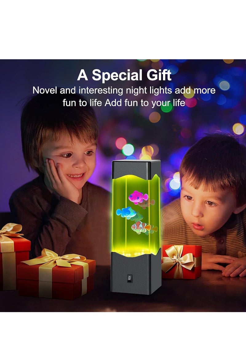 Aquarium Night Light with 3 Fish - USB Powered with 7 Color Changing - Perfect for Bedroom and Office Decor, Bring a Calming Ambiance and Mood for Kids and Adults, Makes a Great Addition to Any Space