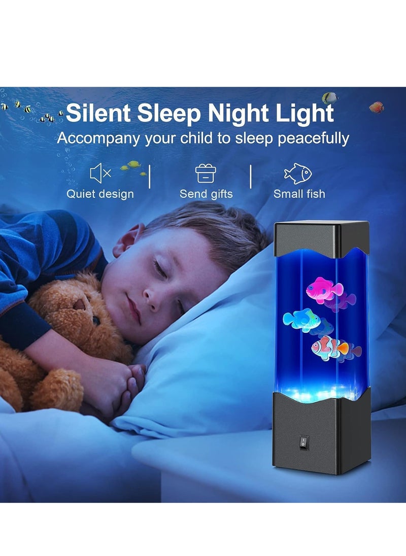 Aquarium Night Light with 3 Fish - USB Powered with 7 Color Changing - Perfect for Bedroom and Office Decor, Bring a Calming Ambiance and Mood for Kids and Adults, Makes a Great Addition to Any Space