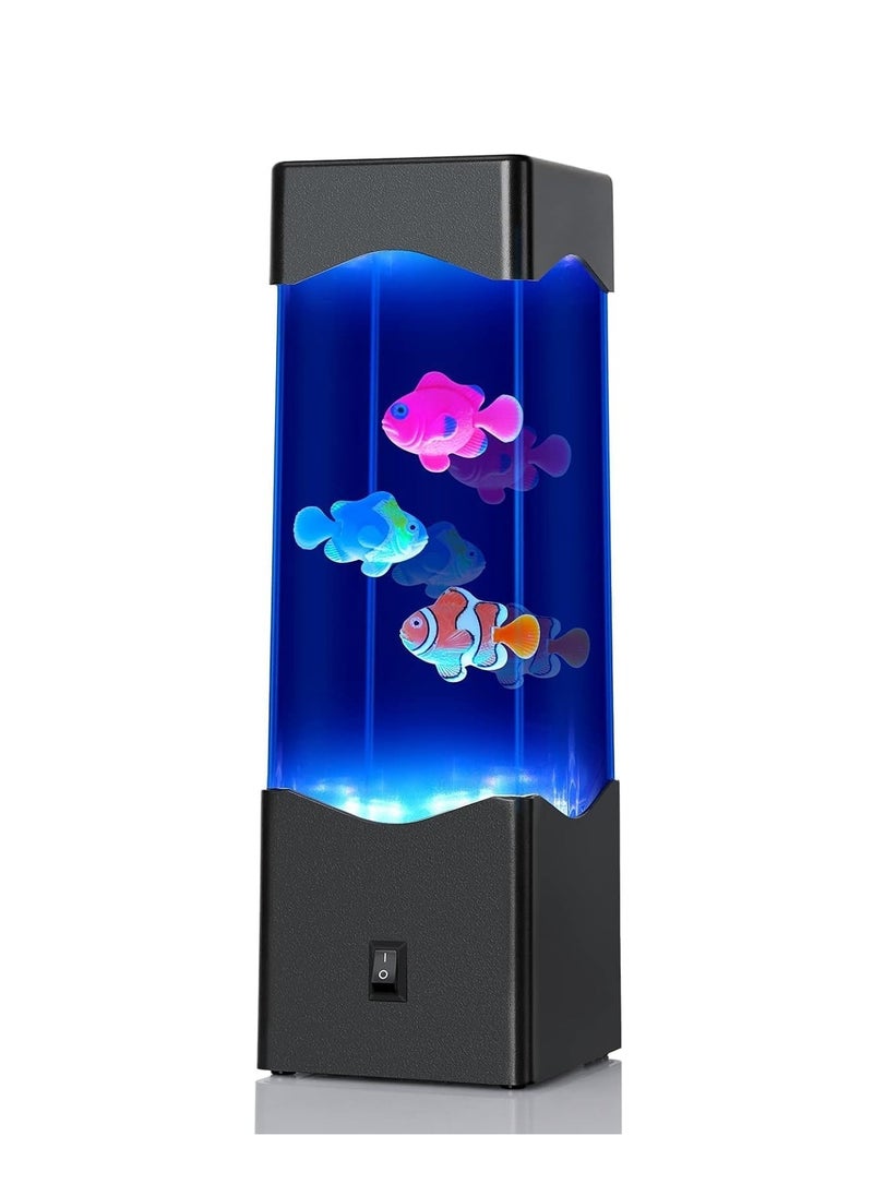Aquarium Night Light with 3 Fish - USB Powered with 7 Color Changing - Perfect for Bedroom and Office Decor, Bring a Calming Ambiance and Mood for Kids and Adults, Makes a Great Addition to Any Space