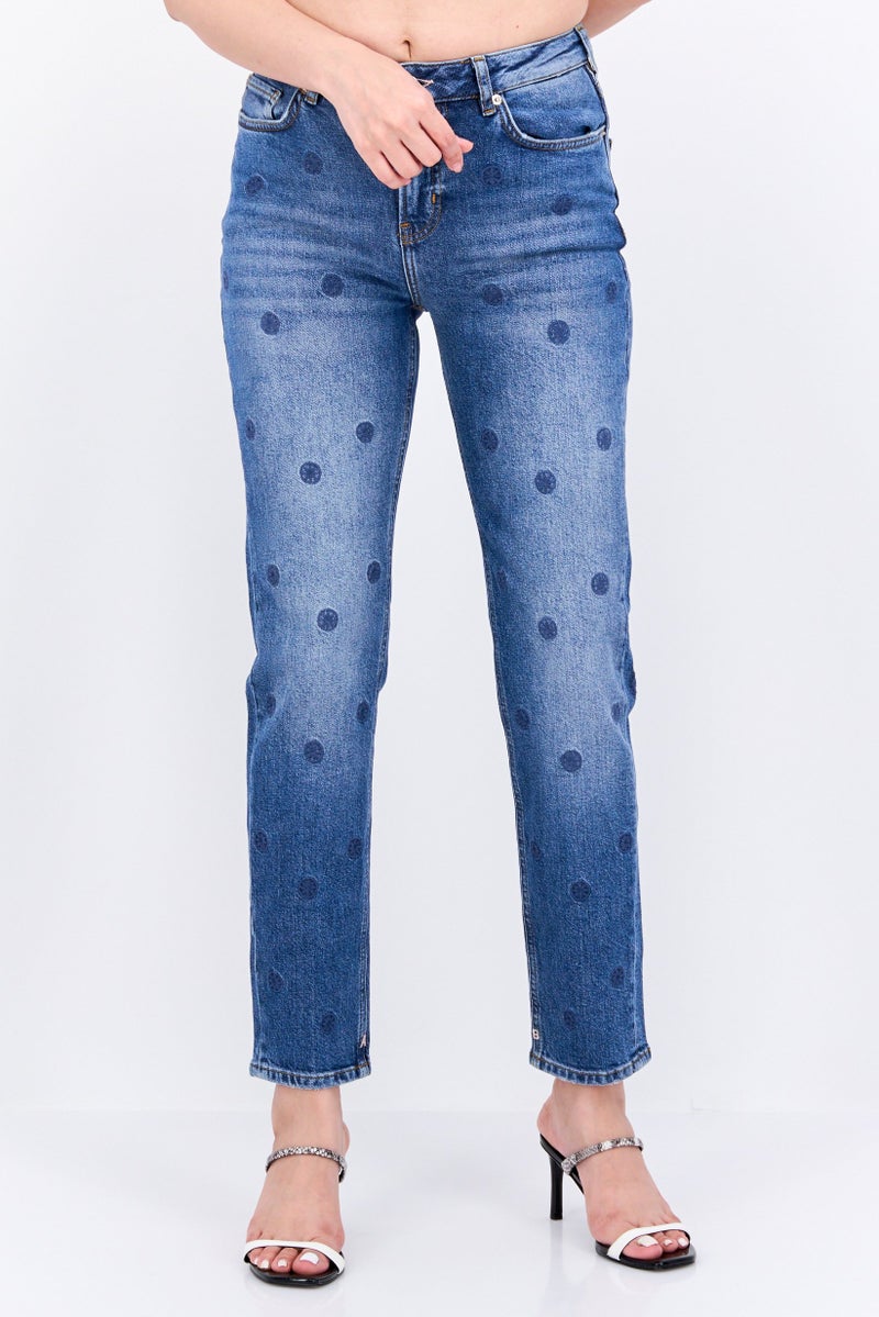 Scotch & Soda Women Regular Fit Washed Stretchable High Five  Jeans, Blue - Image 1