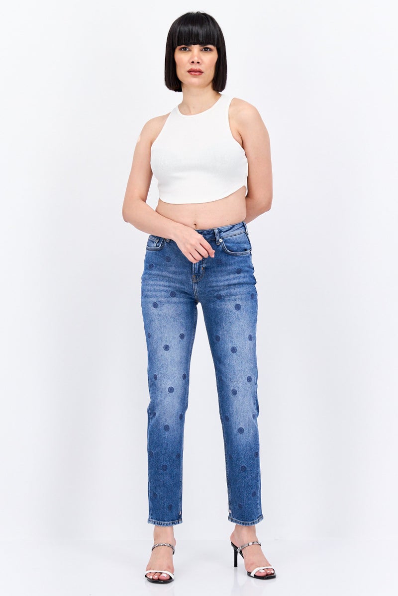 Scotch & Soda جينز نسائي بقصة عادية مغسول وقابل للتمدد هاي فايف، أزرق - Image 2