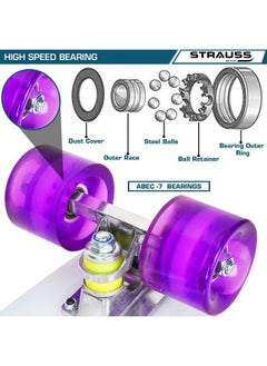 STRAUSS STRAUSS Cruiser PW Skateboard| Penny Skateboard | Casterboard | Hoverboard | Anti-Skid Board with ABEC-7 High Precision Bearings | PU Wheel with Light | Ideal for 8 Years and Above | 22 X 6 Inch  - Image 4