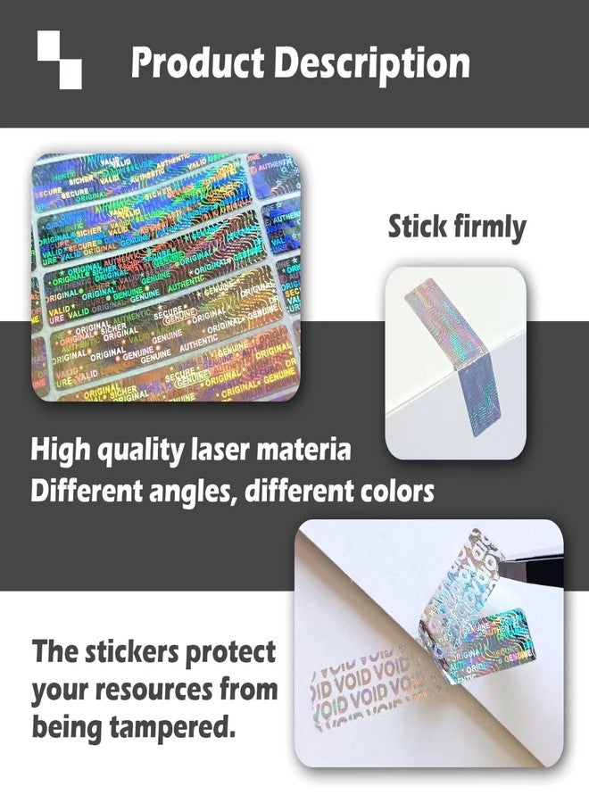 ILMBVM 450pcs Hologram Warranty Void Labels, Tamper Proof Evident Sticker, Genuine Authentic Holographic Security Seal（2x0.4inch,Silver… - Image 2