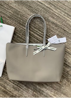 LACOSTE Lacoste Women's Concept Fashion Versatile Large Capacity Zipper Handbag Tote Bag Shoulder Bag Large Size Linen grey  - Image 1