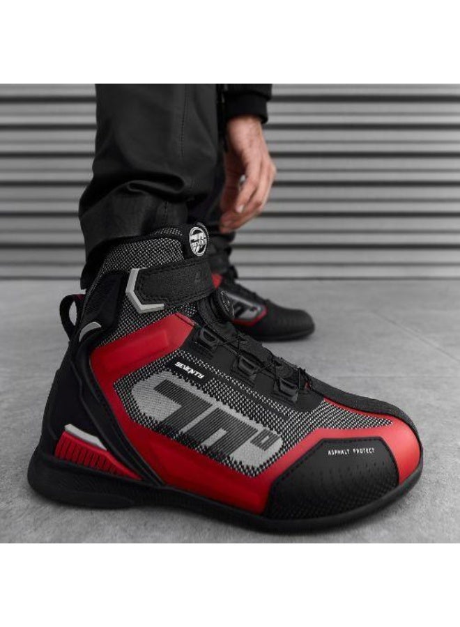 سيفنتي حذاء Seventy Degrees SD-BR3 Veloce Pro للدراجات النارية – أسود / أحمر - Image 2