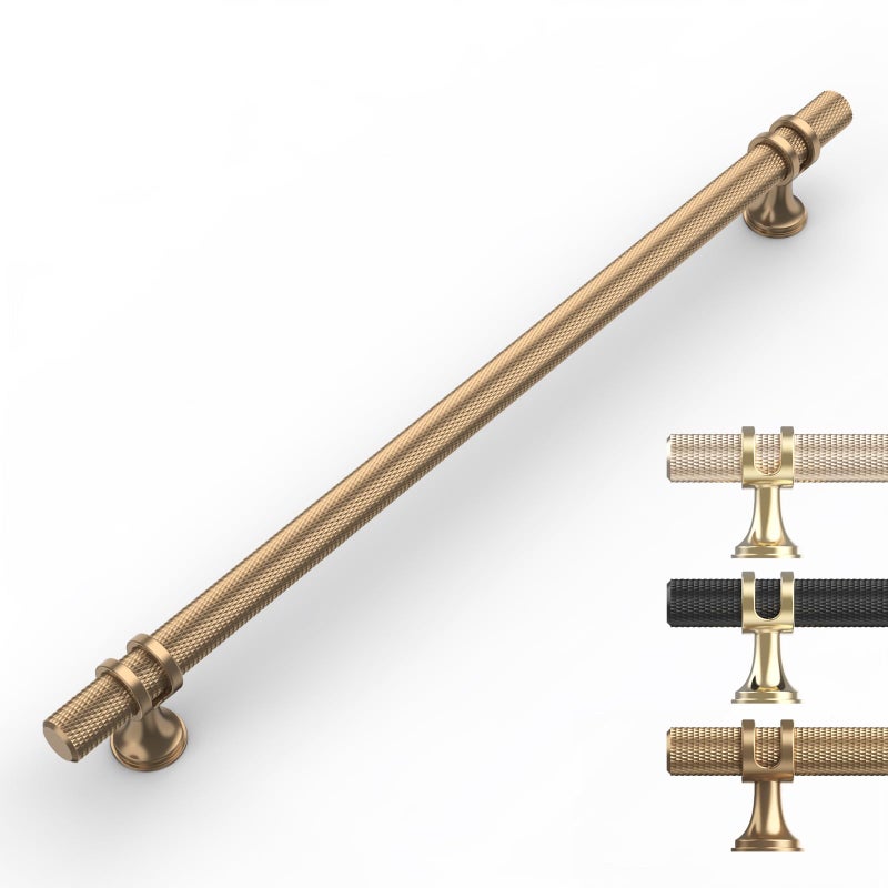 9BUILD 10 Pack Knurled Cabinet Pulls 10 Inch Champagne Bronze Kitchen Cabinet Handles Cabinet Hardware Kitchen Handles for Cabinets Champagne Dresser Pulls Drawer Handle - Image 2