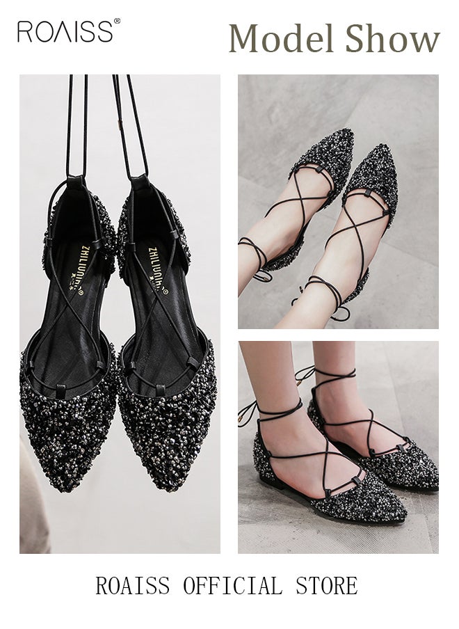 Stylish Rhinestone Cross Strap Sandals Pointed Toe Flat Single Shoes Versatile for Women Ideal for Parties Weddings and Everyday Wear - pzsku/ZD8E2160352BBF3FD05EBZ/45/_/1725698548/a9771224-3d4e-43f1-a525-501feb07d8a7