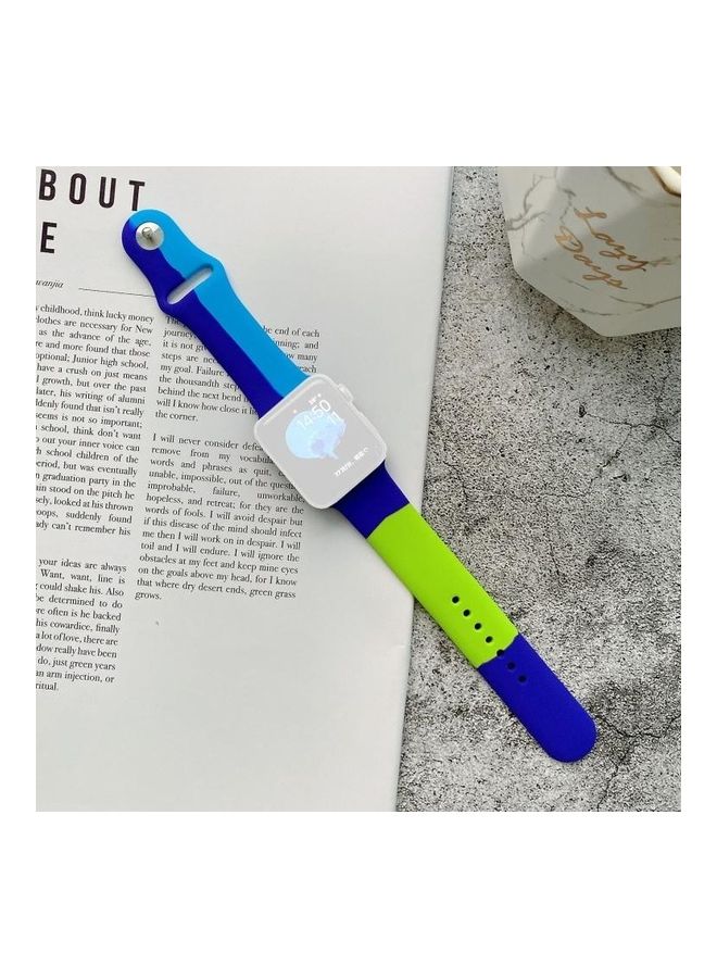 NIBEMINENT Replacement Strap For Apple Watch Series Dark Blue/Light Blue/Fluorescent Green - Image 1