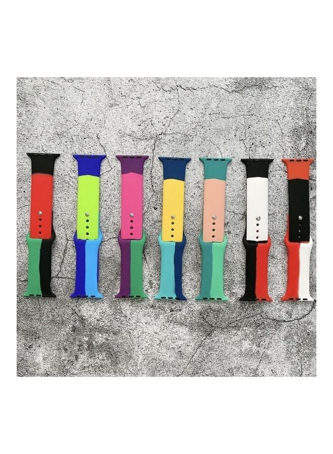 NIBEMINENT Replacement Strap For Apple Watch Series Dark Blue/Light Blue/Fluorescent Green - Image 3