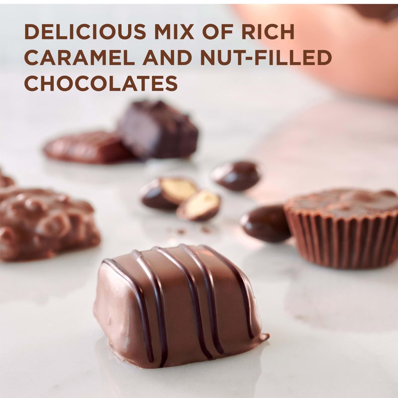 Russell Stover حلوى راسل ستوفر بالكراميل والمكسرات في الشوكولاتة بالحليب والداكنة، صندوق هدايا شوكولاتة لعيد الأم، 9.4 أونصة - Image 3