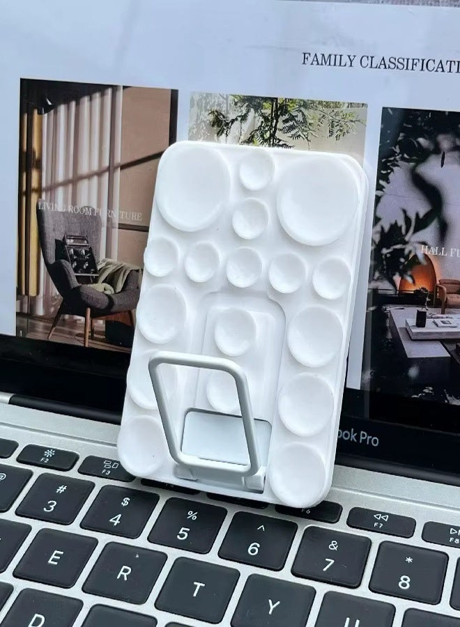Silicone Suction Cup Phone Case Mount, Phone Accessories Hands-Free Strong Grip Holder With Kickstand Foldable Desktop Bracket Phone Case Desk for Selfies and Videos, Silicon Phone Holder for iPhone and Android (White) - Image 2