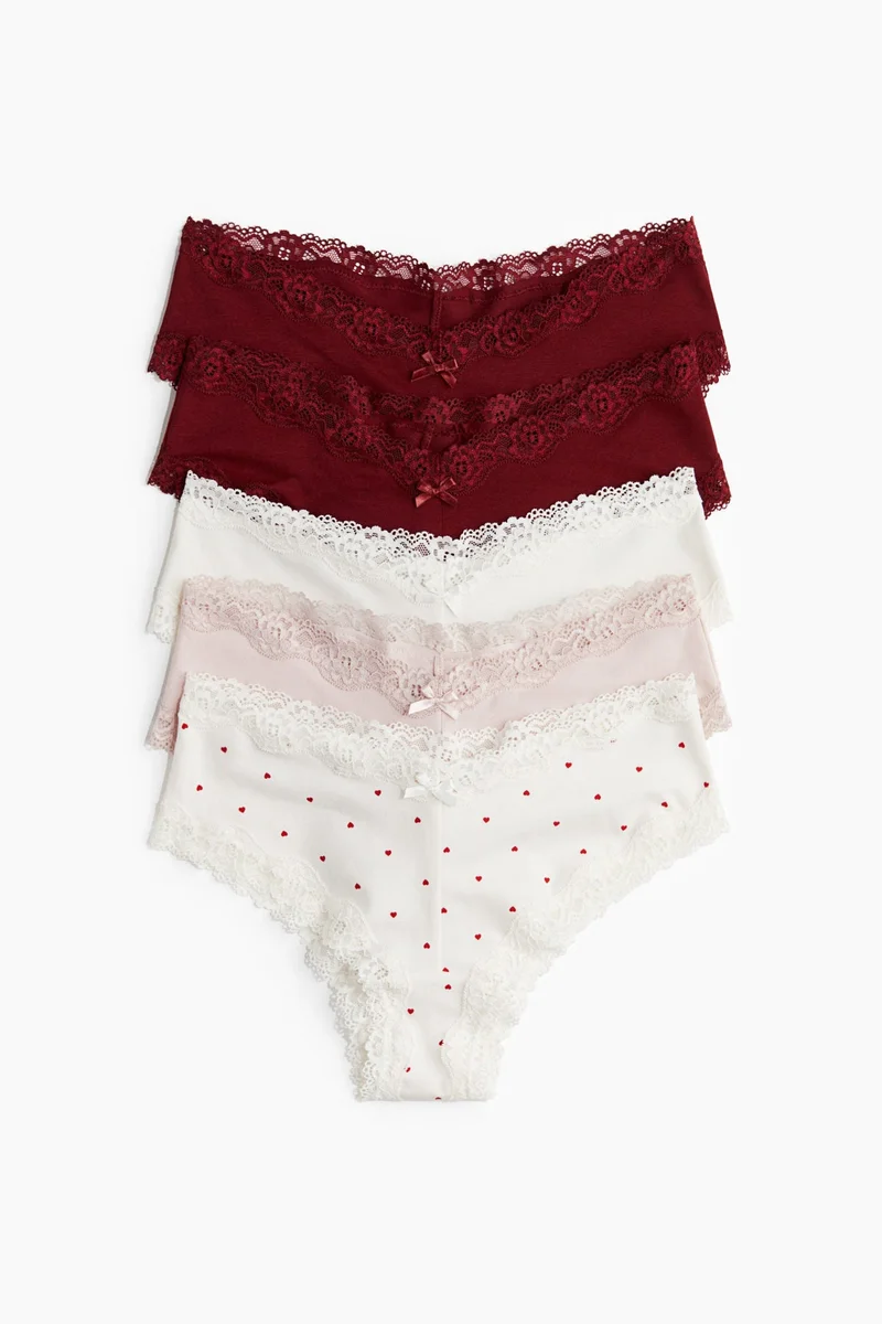 اتش اند ام سروال هيبستر من القطن والدانتيل - عبوة من 5 قطع