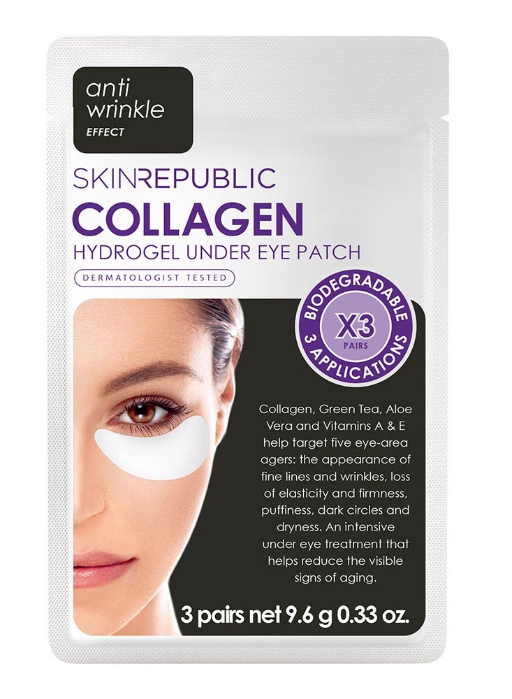 سكين ريبابلك لاصقات الكولاجين هيدروجيل تحت العين (3 أزواج) - قناع للعين بالشاي الأخضر والصبار، يقلل التجاعيد والانتفاخات والهالات السوداء، يرطب البشرة ويصلحها ويحميها من الجذور الحرة. - Image 1