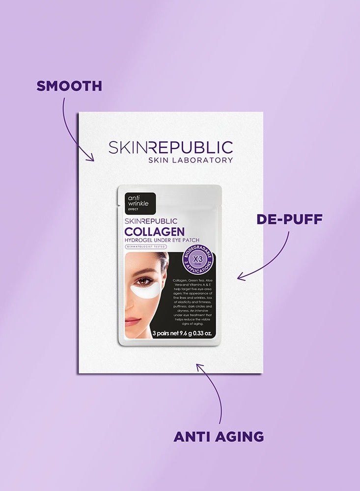 سكين ريبابلك لاصقات الكولاجين هيدروجيل تحت العين (3 أزواج) - قناع للعين بالشاي الأخضر والصبار، يقلل التجاعيد والانتفاخات والهالات السوداء، يرطب البشرة ويصلحها ويحميها من الجذور الحرة. - Image 3