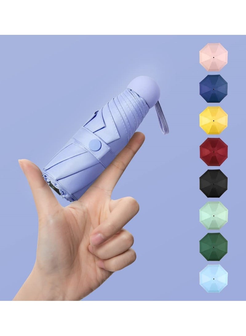 Mini Travel Umbrella Mini Windproof Folding Travel Umbrella Portable Lightweight Compact Parasol with 95% UV Protection for Sun and Rain Popular Style for Women Purple - Image 1