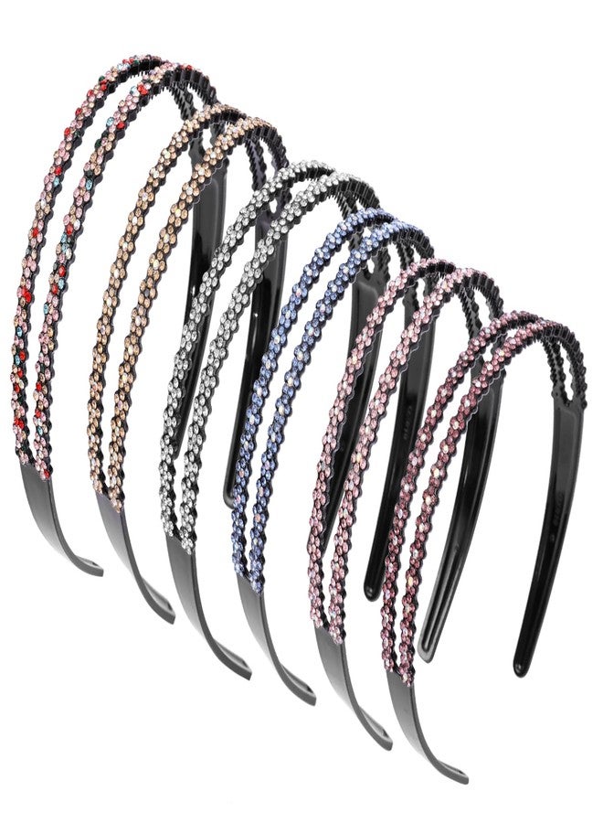 Cutewing 6PCS Rhinestone Headbands Glitter Headband with Teeth Sparkly Flower Hairband Non Slip Hair Hoop Bling Decorative Hair Accessories for Women Girls - Image 1