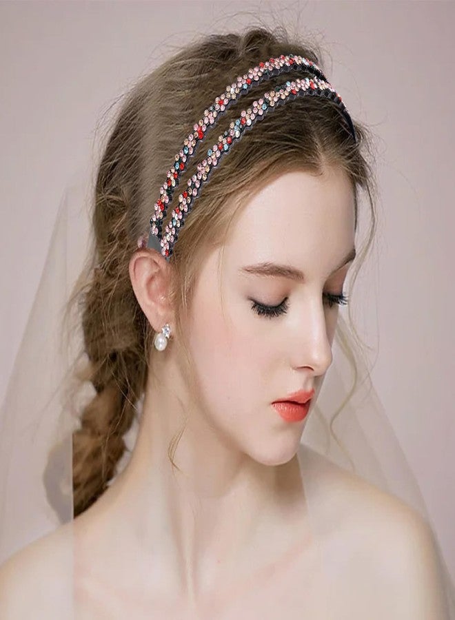 Cutewing 6PCS Rhinestone Headbands Glitter Headband with Teeth Sparkly Flower Hairband Non Slip Hair Hoop Bling Decorative Hair Accessories for Women Girls - Image 5