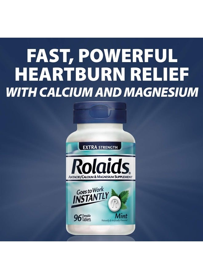 Rolaids Extra Strength Antacid, 96 Chewable Tablets, Mint Flavor, Extra Strength Heartburn Relief  - Image 3
