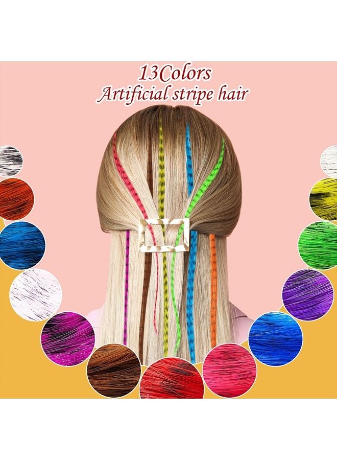 Xinnun 52 Pieces Colored Synthetic Hair Feather Colorful False Hair Extension Mixed Color Straight Hair Feather with 200 Pieces Silicone Lined Micro Ring, Crochet Hook, Hair Extension Remover Plier for Women - Image 3