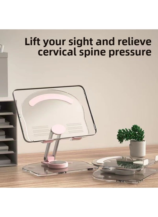 Transparent Acrylic Tablet Mobile Phone Holder Foldable Creative Rotating Adjustment Support Stand-Color:Black - Image 3
