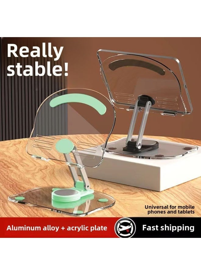 Transparent Acrylic Tablet Mobile Phone Holder Foldable Creative Rotating Adjustment Support Stand-Color:Black - Image 2