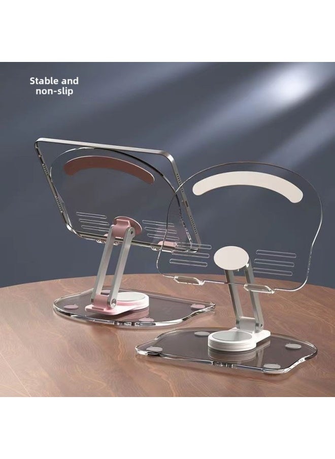 Transparent Acrylic Tablet Mobile Phone Holder Foldable Creative Rotating Adjustment Support Stand-Color:Black - Image 5