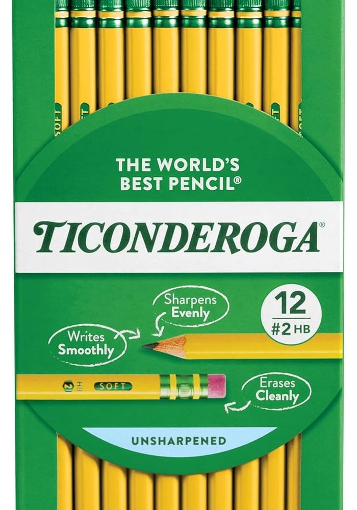 Ticonderoga Wood Cased Graphite Pencils #2 HB Soft - 12 Count Yellow - Image 1
