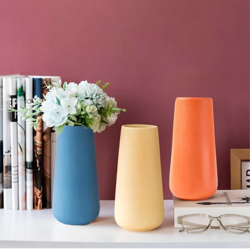 Valemoon Orange Ceramic Vase, 7.7" H, Minimalist Modern Home Decoration, Matte Design for Fireplace Bedroom Kitchen Living Room Centerpieces Office Desk, Fit for Holding Dried Flowers, Fresh Flowers - Image 5